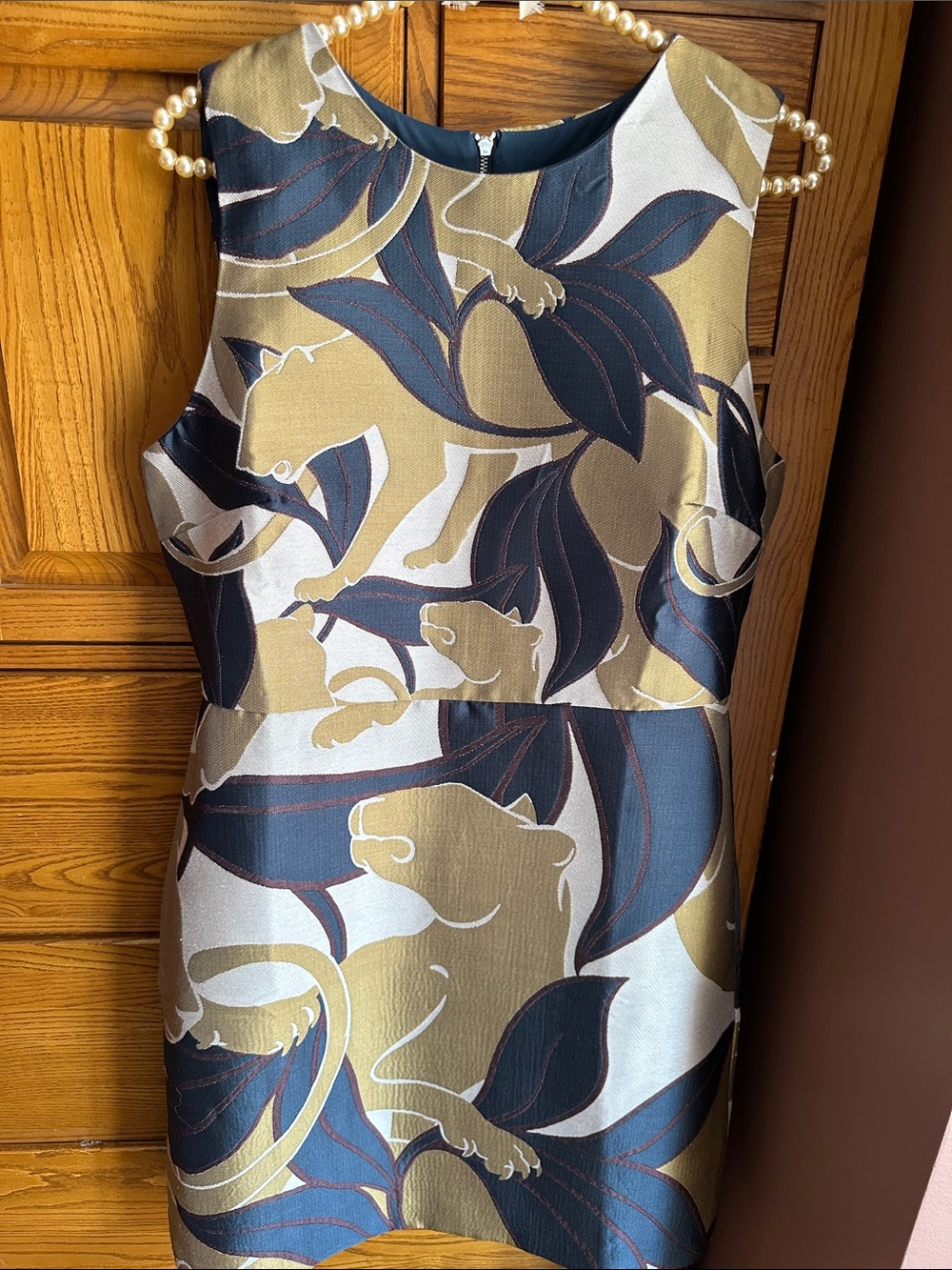 Ann Taylor Sleeveless Mini Dress in black, Gold and Cream